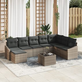 Conjunto de Jantar de Jardim de 8 Peças com Almofadas de Rattan Poly P