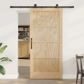 Porta Deslizante vidaXL com Conjunto de Ferragens 93x202 cm Madeira de Pinho Maciça