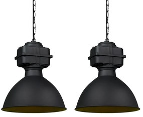 Conjunto de 2 Pendentes Industriais Pequenos Preto Fosco - Sicko Industrial