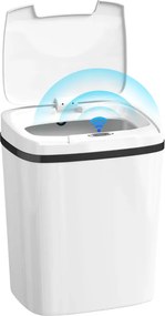 Caixote de Lixo Automático 15L com Sensor Infravermelhos e Modo Manual Anel de Retenção Antimarcas 27,6x21,4x33,5 cm Branco