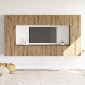 Conjunto de armário TV parede 8 pcs madeira carvalho artisiano