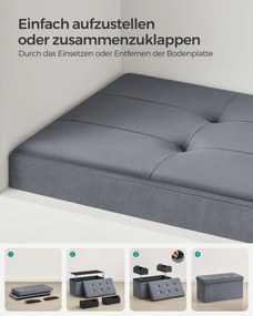 Banco entrada ou quarto arrumação carregável até 300 kg 38 x 76 x 38 cm Cinzento Escuro