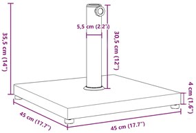 Base de guarda-sol para postes de Ø32/38/48 mm 18 kg quadrado