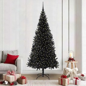 vidaXL Árvore de Natal com 300 LEDs com suporte Preto 210 cm PVC