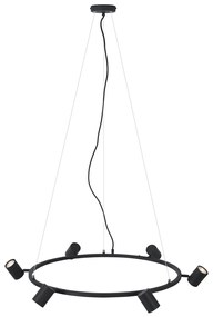 Candeeiro suspenso moderno preto com 6 luzes - Jeana Circle Moderno