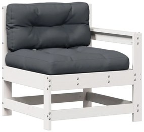 6 pcs conjunto lounge jardim c/ almofadões pinho maciço branco