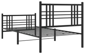 Estrutura de cama com cabeceira e pés 100x190 cm metal preto