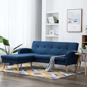 vidaXL Sofá em tecido c/ forma de L 186x136x79 cm azul