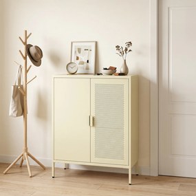 Aparador com 2 Portas, 80 x 35 x 102 cm, Prateleiras Ajustáveis, Amarelo