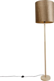 Candeeiro de pé de madeira com abajur de veludo design crocodilo 40cm - Mels