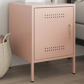 vidaXL Mesa de cabeceira 36x39x50,5 cm aço rosa