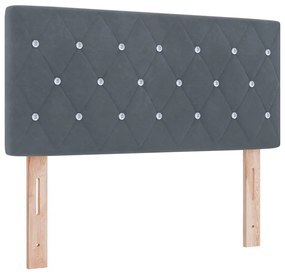 Cama Box com Colchão &amp; LED VidaXL Cinza Escuro 100x200 cm Veludo