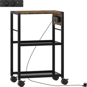 HOMCOM Suporte para Impressora Estante com Rodízios, Tomadas, Portas USB e USB-C até 40 kg Marrom-rústico | Aosom Portugal