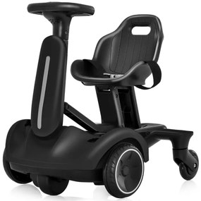 Kart elétrico 6V para crianças com assento ajustável com sons, rotação de 360 ​​graus, velocidade máxima de 4,8 km/h para crianças de 3 a 8 anos Preto