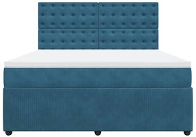 Cama com molas/colchão 180x200 cm veludo azul-escuro