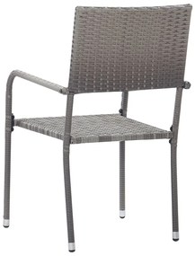 Cadeiras de jantar empilháveis para jardim 2 pcs vime PE cinza