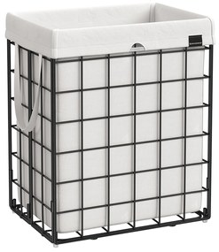 Cesto de roupa suja SONGMICS 90L, cesto de roupa dobrável, cesto de roupa suja, saco removível e lavável, estrutura de arame de metal, para quarto e banheiro, preto e branco LCB190W01