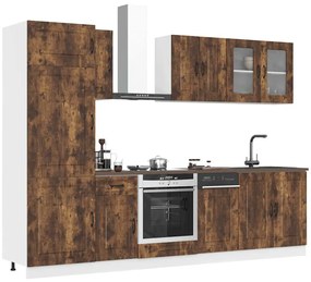 8 peças armário de cozinha conjunto Kalmar carvalho fumado
