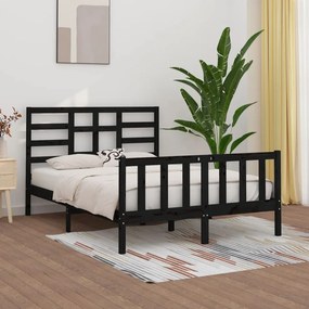 vidaXL Estrutura de cama king 150x200 cm madeira maciça preto