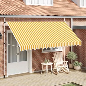 vidaXL Toldo retrátil manual 400 cm riscas laranjas e brancas