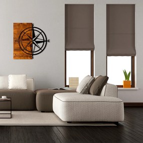 Acessório Decorativo de Parede Pusula – Nogueira e Preto – 58 x 58 cm