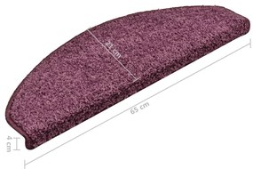 Tapete/carpete para degraus 15 pcs 65x21x4 cm roxo-escuro