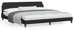 Estrutura de cama com cabeceira 200x200 cm tecido preto
