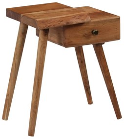 Mesa de cabeceira em madeira de acácia maciça 45x32x55 cm