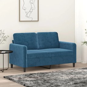 vidaXL Sofá de 2 lugares veludo 120 cm azul