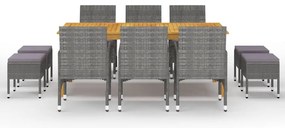 11 pcs conjunto de jantar para jardim cinzento