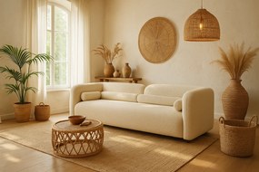 Sofá de 3 Lugares Victoria – Creme – 228x74x90 cm