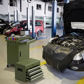 Armário para ferramentas (sem ferramentas) com 5 gavetas e rodas  de grande capacidade com rodas bloqueáveis Verde