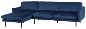 Sofá de canto em veludo azul à direita VINTERBRO Beliani