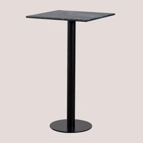Mesa Alta De Bar Quadrada 60x60 Cm Em Mármore Rocher Mármore Verde Big Flower & Preto - Sklum