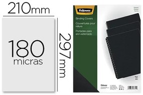 Capa de Encadernação Fellowes Pvc Din A4 Opaca Preta 180 Microns Pack de 100 Unidades