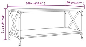 Mesa de centro 100x50x45cm deriv. madeira/ferro carvalho sonoma