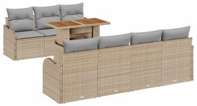Conjunto de sofá de jardim com 8 peças e almofadas bege em rattan sint