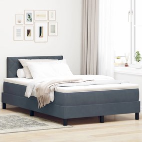 Cama Box Spring com Colchão Cinza Escuro 120x200 cm Veludo