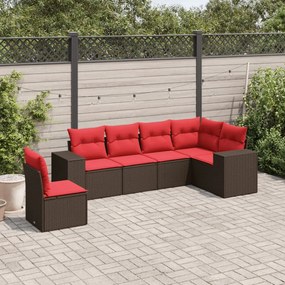 vidaXL 6 pcs conjunto de sofás jardim c/ almofadões vime PE castanho