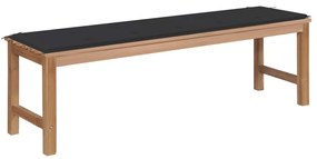 vidaXL Banco de jardim c/ almofadão antracite 150 cm teca maciça