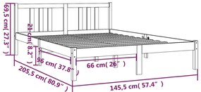 Estrutura de cama 140x200 cm madeira maciça branco