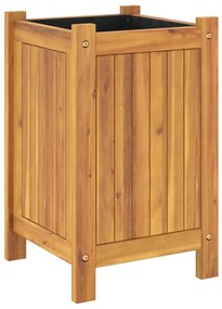 Vaso/floreira de jardim com forro 31x31x50 cm acácia maciça