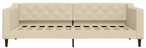Sofá-cama com colchão 90x200 cm tecido cor creme