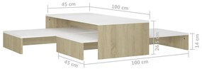 Conjunto mesas de centro 100x100x26,5 cm branco/carvalho sonoma