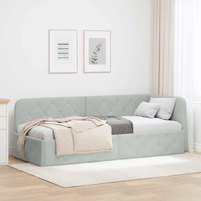 vidaXL Estrutura de Cama de Canto Cinzento-claro 80 x 200 cm Veludo