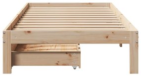 Estrutura de cama com gavetas 75x190 cm madeira de pinho maciça