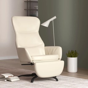 vidaXL Cadeira de descanso com apoio de pés couro artificial creme