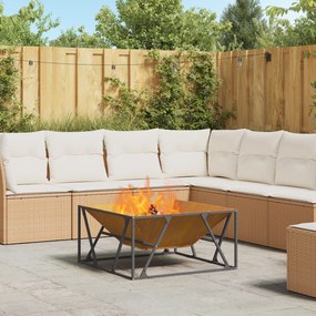vidaXL Fogo Pit Quadrado 80x80x40 cm Aço Envelhecido
