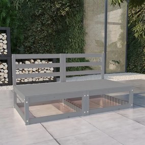 vidaXL Sofá de 2 lugares para jardim pinho maciço cinzento