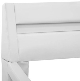 Estrutura de cama com LED 140x200 cm couro artificial branco